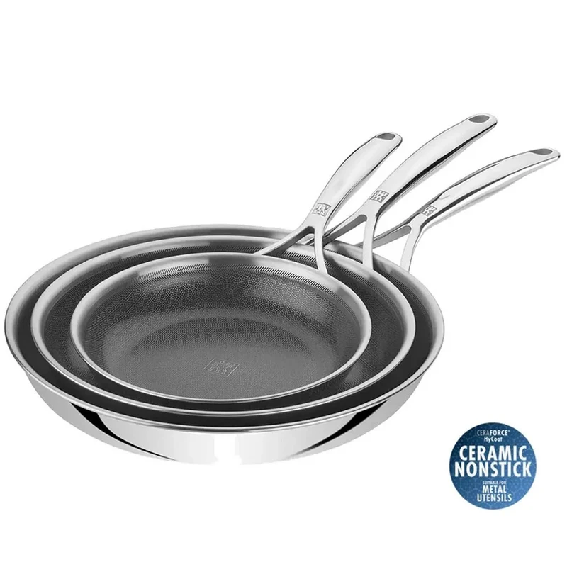 20-24-28 cm - Peak Set Padelle Antiaderenti In Acciaio Inox - Set 3 Pz