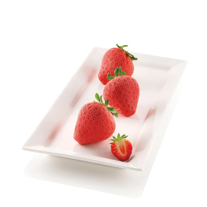 6 Forme - Fragola & Panna 6 Stampo Dolci Frutta Realistica In Silicone