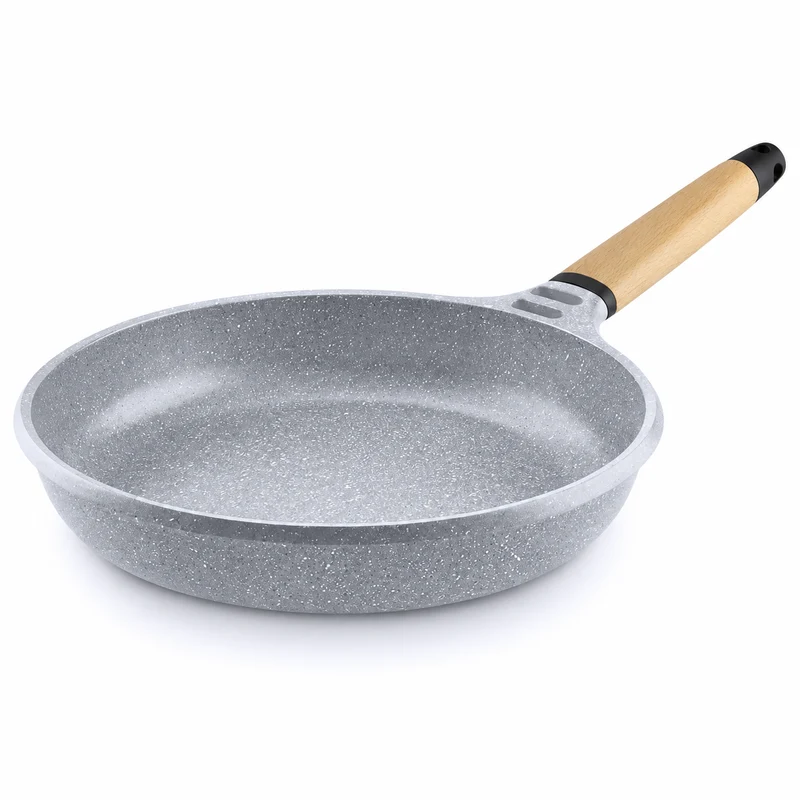 CASTEY Alu Guss Bratpfanne STONE CERAMIC 28 cm PFAS-frei abnehmbarer Holzgriff Induktion