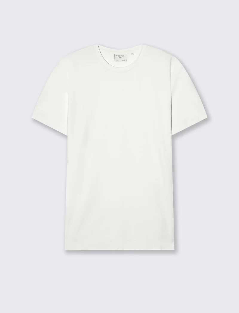 T-SHIRT BASIC IN COTONE ELASTICIZZATO SLIM FIT - Bianco