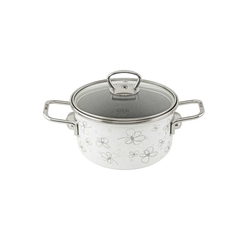 BELIS Stahl-Emaille Kochtopf PREMIUM 16 cm WEISS