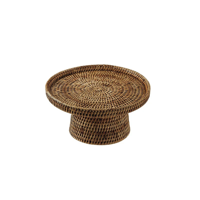 23 cm - Radici Alzata Rotonda In Rattan