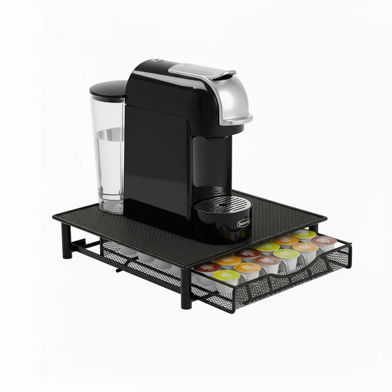 Porta Capsule Caffè 36 Posti con Cassetto Estraibile in Metallo e Base Antiscivolo