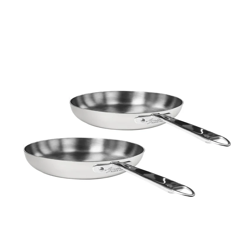 24-28 cm - Alu-Inox 5-Ply Set Padelle Basse Induzione In Alu-Inox Con Manici 1907 Inox - Set 2 Pz