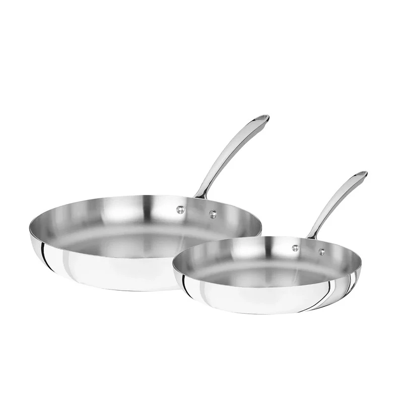 24-28 cm - Alu-Inox 3-Ply Set Padelle Basse Induzione Con Manici 1907 Inox - Set 2 Pz