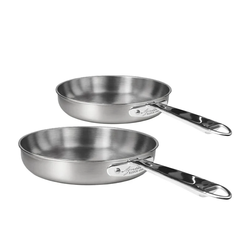 24-28 cm - Alu-Inox 3-Ply Set Padelle Basse Induzione Con Manici Tubolari - Set 2 Pz