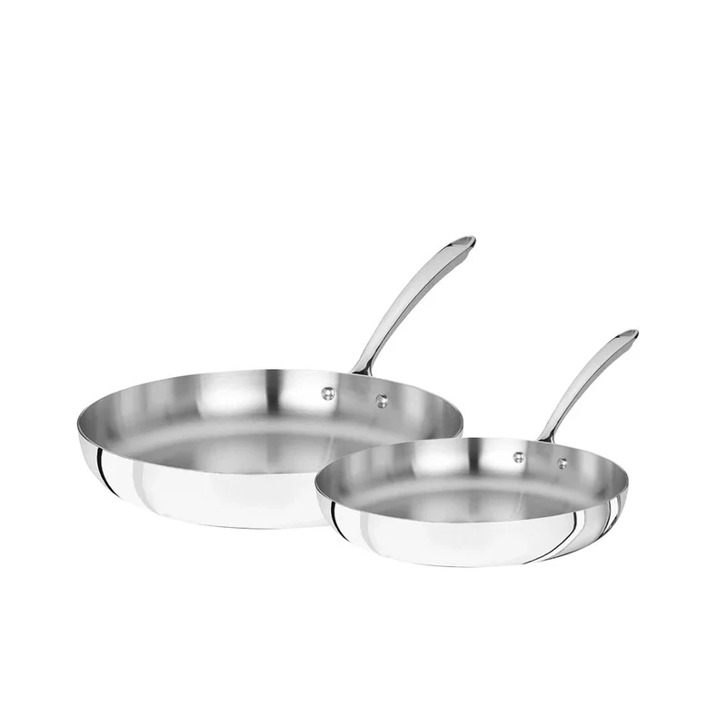 20-24 cm - Alu-Inox 3-Ply Set Padelle Basse Induzione Con Manici 1907 Inox - Set 2 Pz