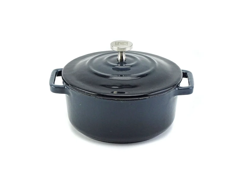 Gusseisen Mini Topf XANTEN 10 cm mit Deckel Emaille SCHWARZ