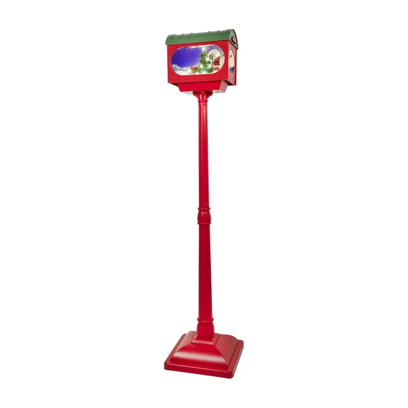 Lampione di Natale con Neve Soffiata, Musica e Luci LED – 3 Varianti: Sfera Bianca o Rossa 150 cm e Cassetta Postale 160 cm