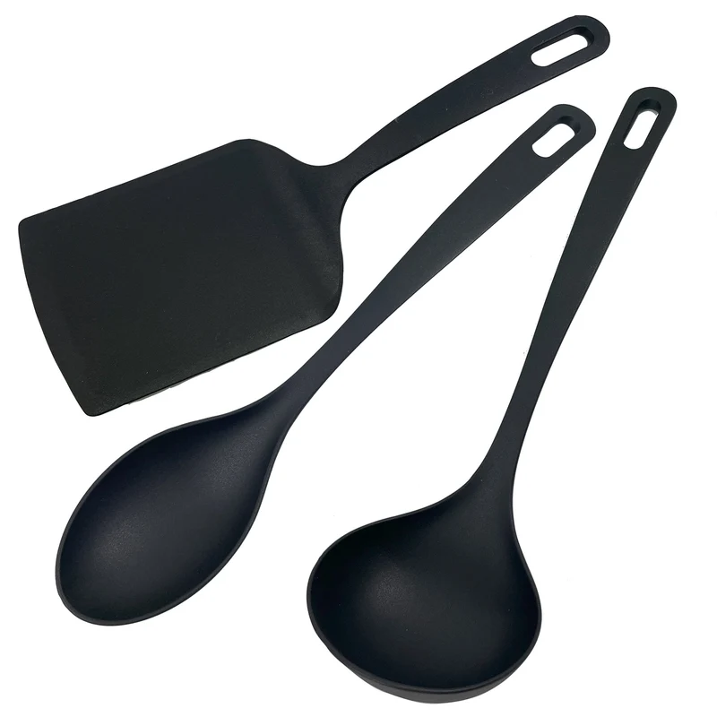Set di 3 Utensili da cucina in nylon, paletta lasagne, mestolo e cucchiaio
