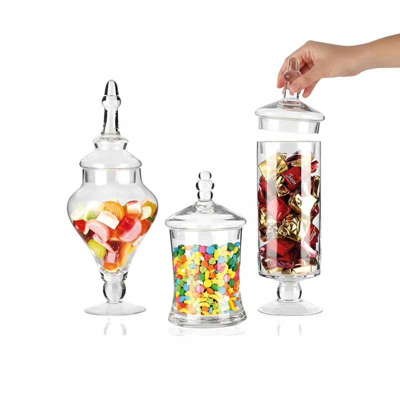 Barattoli di Vetro Varie Forme Multiuso con Coperchi – Set da 3