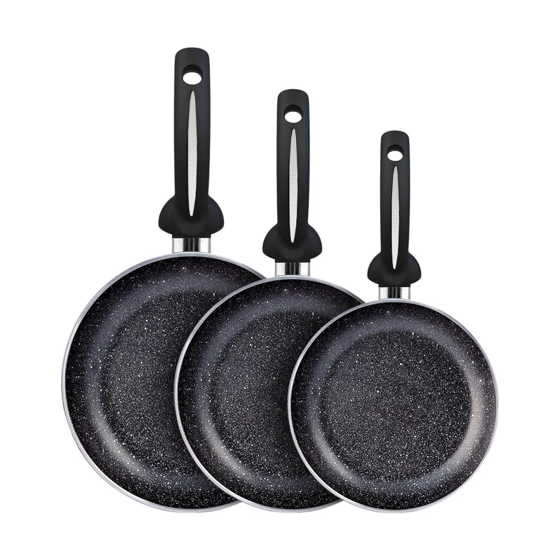 Set 3 Padelle Antiaderenti 18-22-26 cm in Alluminio per Induzione e Gas