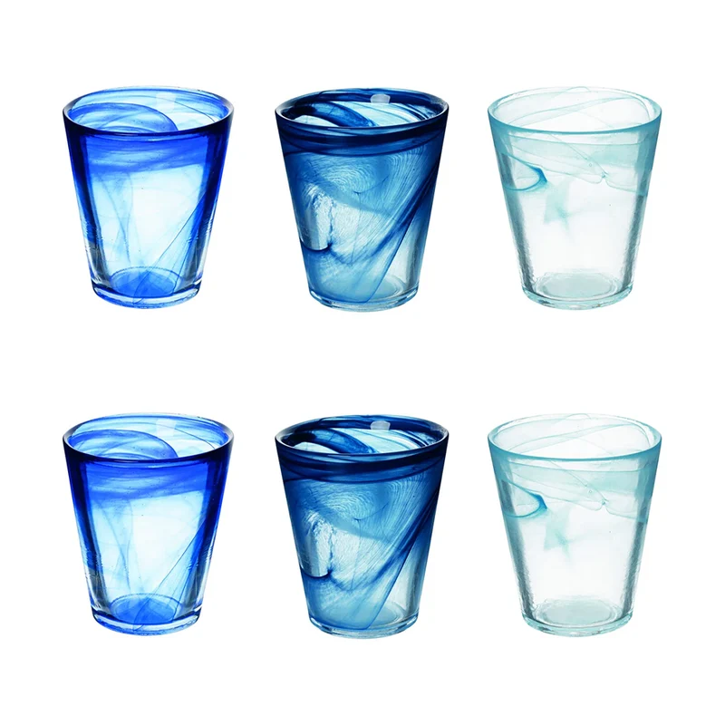 25 cl - Alabastro Ocean Bicchiere Acqua Colorato In Vetro Set 6 Pz