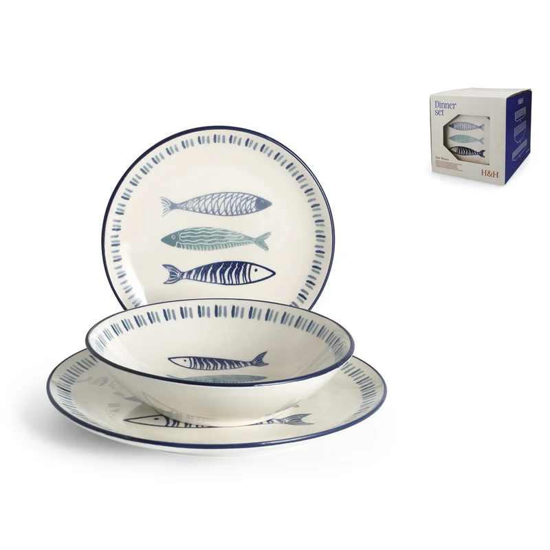 Sardinas Servizio Piatti In Stoneware - Set 18 Pz