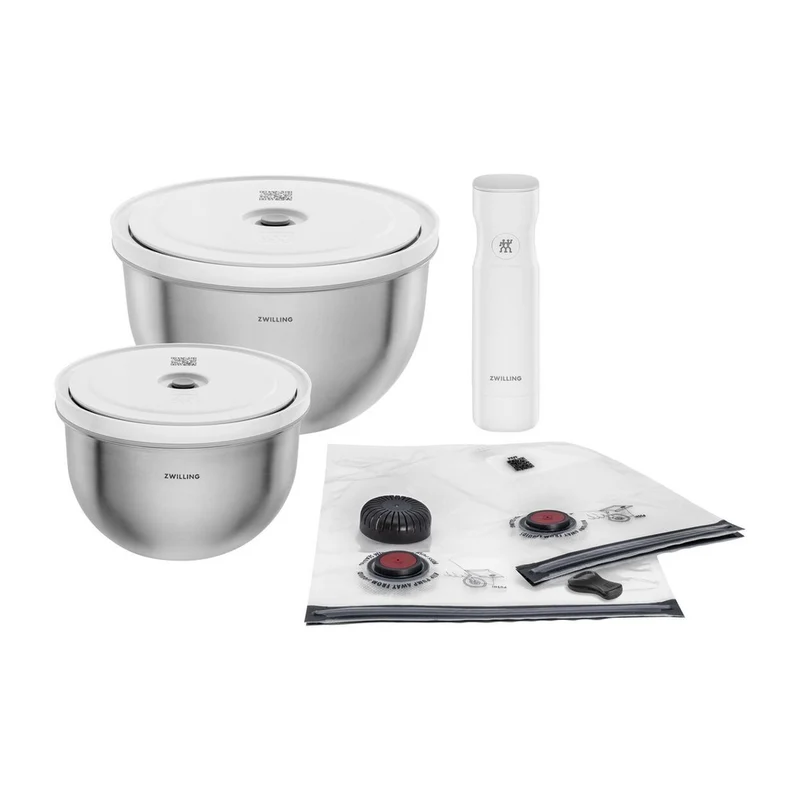 Fresh & Save Kit Sottovuoto Con Contenitori In Acciaio e Pompetta Per Sottovuoto - Set 9 Pz