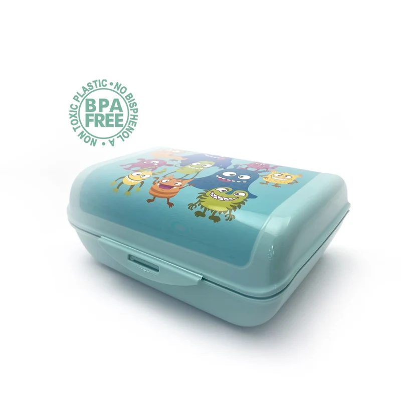 Lunch box porta merenda, rettangolare, design mostrini