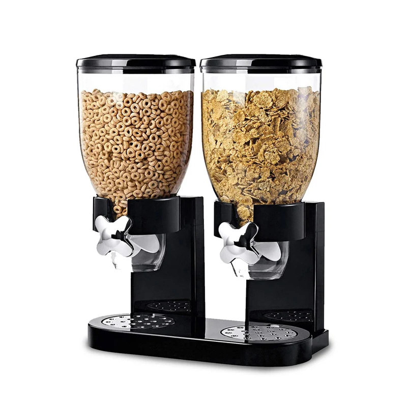 Dosatore per Corn Flakes Doppio 2x1,75L con Manopola – Ideale per la Colazione