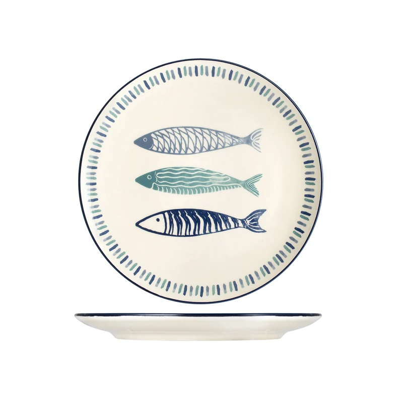 26 cm - Sardinas Piatto Piano In Stoneware - Set 6 Pz