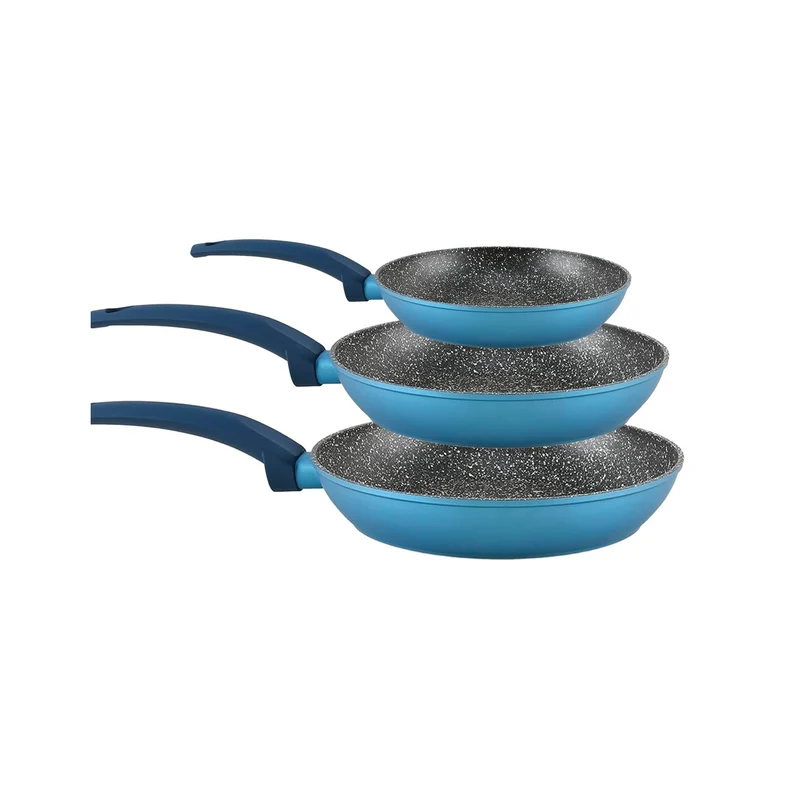 Set 3 Padelle Antiaderenti ad Induzione Gaia 18-22-26 cm – Alluminio Blu