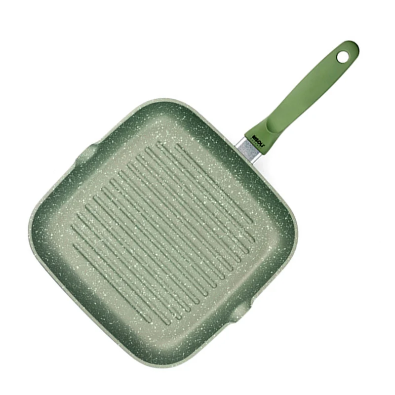 26x26 cm - Dr.Green Stone Extra Induction Bistecchiera Quadrata Antiaderente In Alluminio