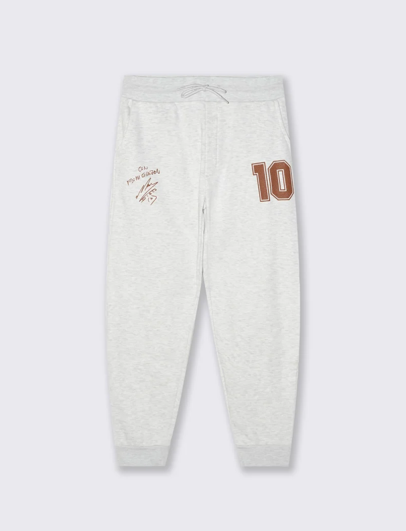 PANTALONI IN FELPA CON VITA JOGGER E STAMPE DIOS - grigio-giallo