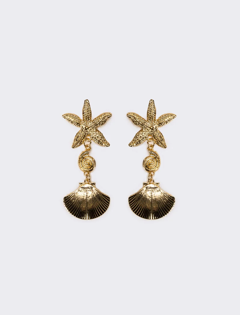 Orecchini donna conchiglia con stella - Oro
