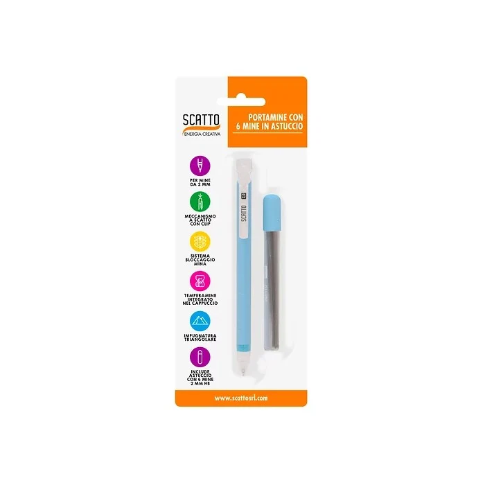 Portamine 2,0mm con astuccio 6 mine HB