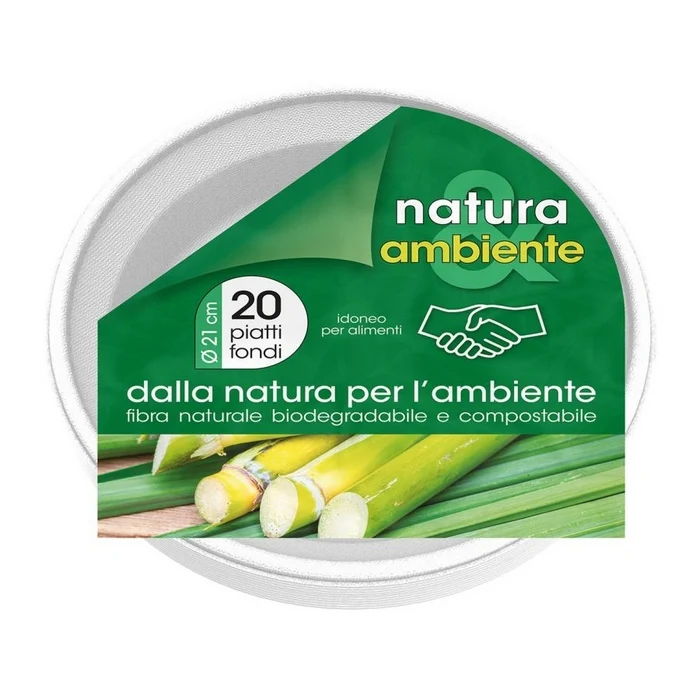 Piatti fondi biodegradabili - 20 pezzi
