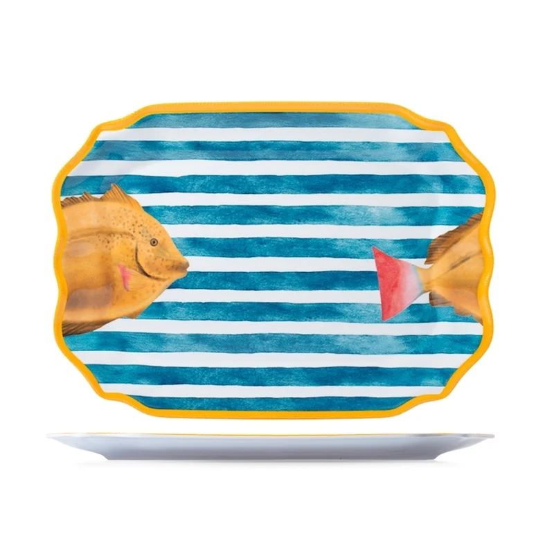 45x33 cm - Marea Piatto Rettangolare In Melamina - Set 6 Pz