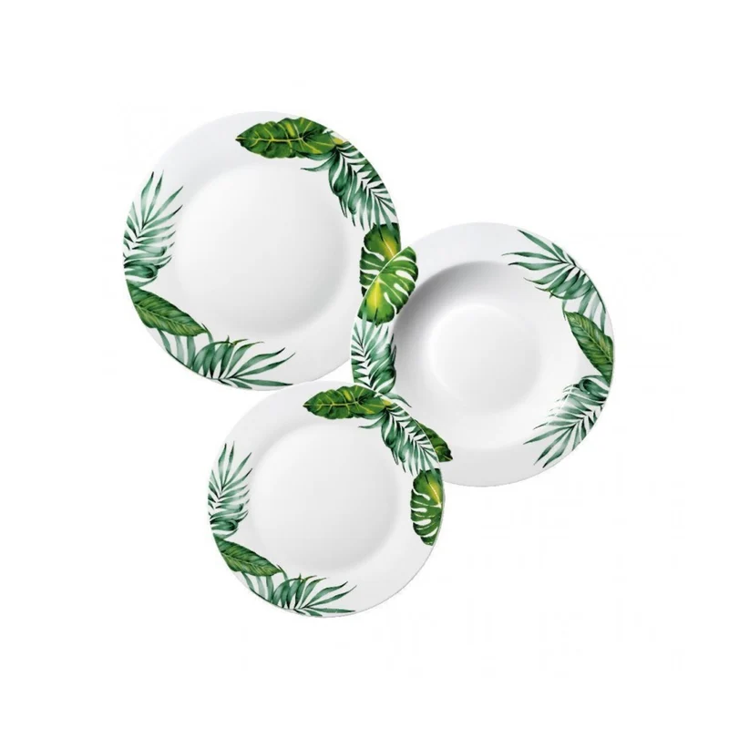 Servizio Piatti Bali 18 Pz Decoro Mandala Geometrico E Floreale In Porcellana