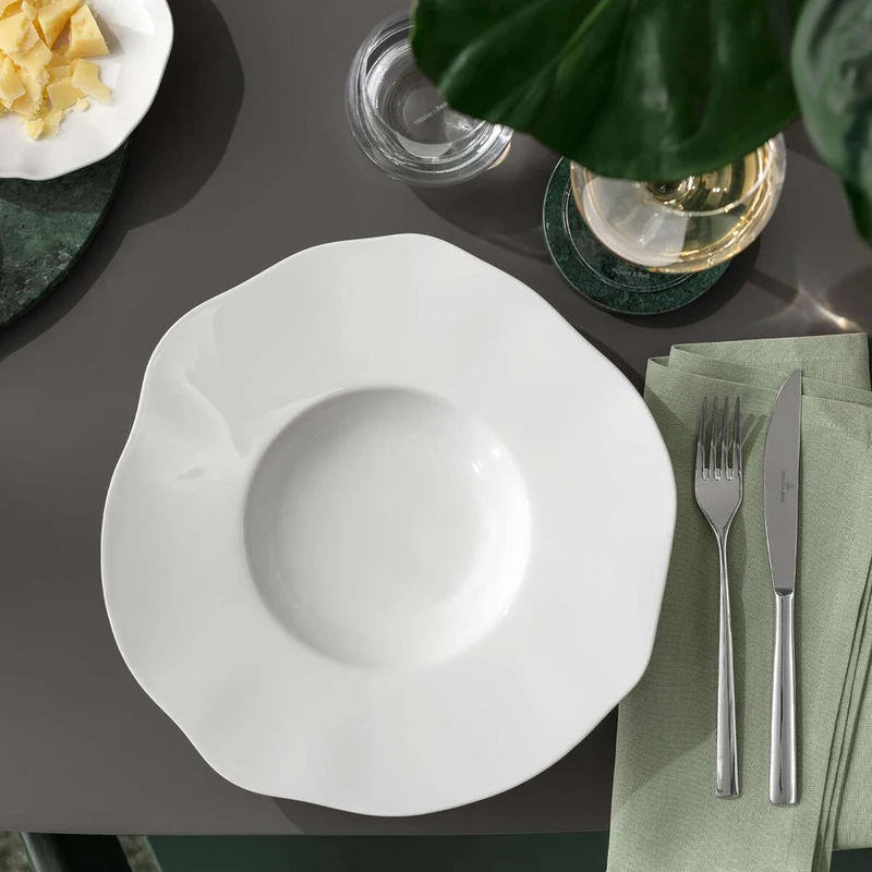 28.5x28.8 cm - Pura Piatto Fondo In Porcellana Premium - Set 4 Pz