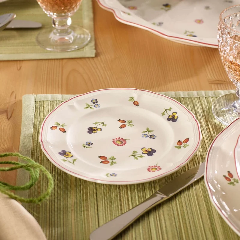 17.4 cm - Petite Fleur Piatto Pane In Porcellana Premium - Set 6 Pz