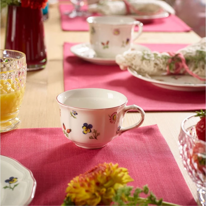 13 cl - Petite Fleur Tazza Tè In Porcellana Premium - Set 6 Pz
