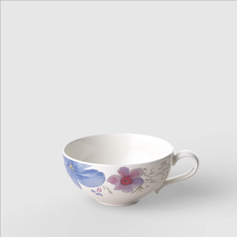 12 cl - Mariefleur Gris Basic Tazza Tè In Porcellana Premium - Set 6 Pz