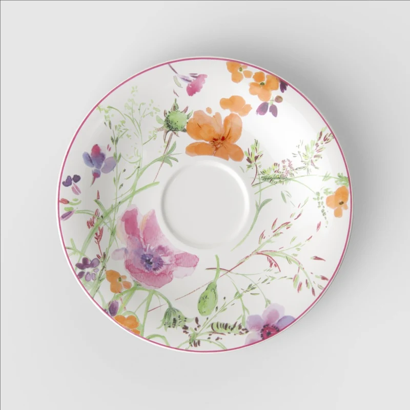 19 cm - Mariefleur Basic Piattino Tazza Cappuccino In Porcellana Premium - Set 6 Pz
