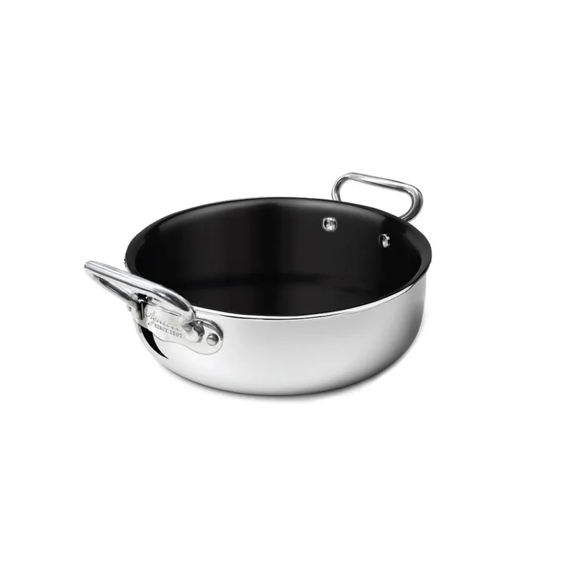 Non-Stick Alu-Inox Tegame Basso Antiaderente In Alluminio Con Manici Inox