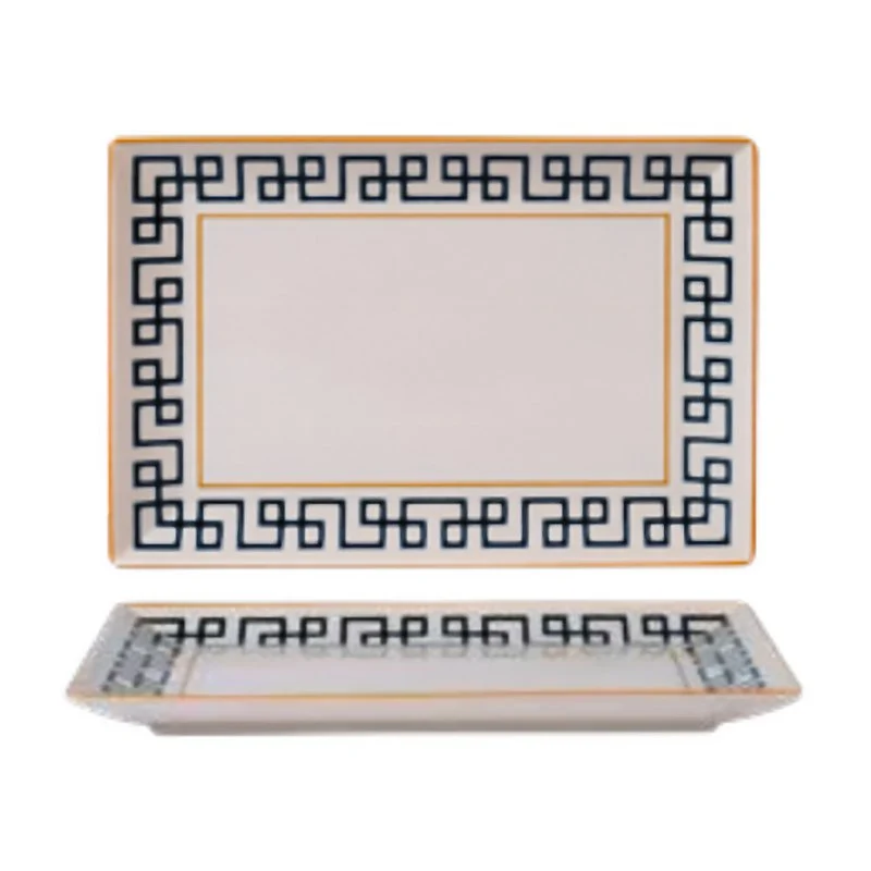 25x15 cm - Dedalo PIatto Vassoio Rettangolare In Porcellana - Set 6 Pz