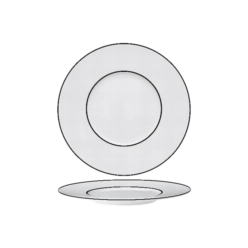 23 cm - Ligne Noir Piatto Frutta Dessert In Porcellana - Set 6 Pz