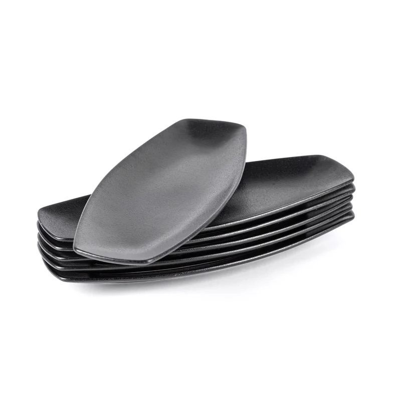 38.5x15 cm - Jap Piatto Vassoio Rettangolare In Stoneware - Set 6 Pz