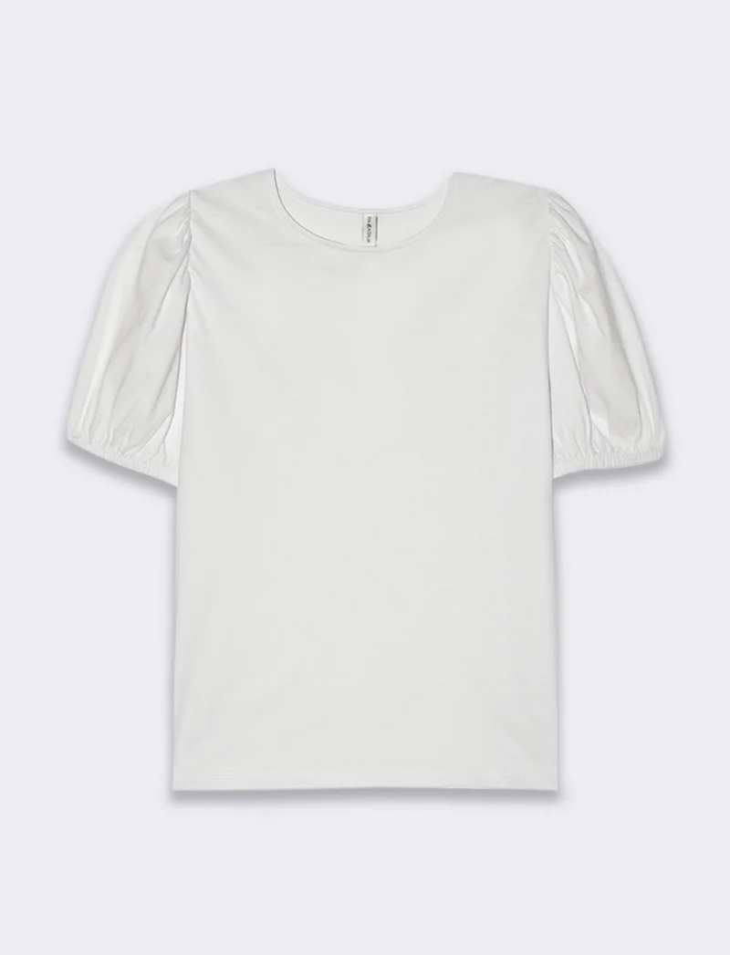 T-shirt con manica a sbuffo da donna - Bianco