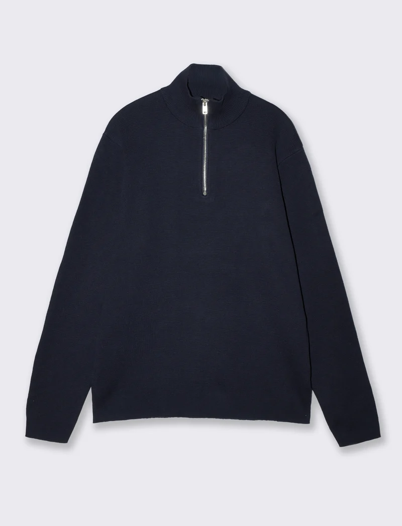 Maglia lupetto con cerniera regular fit - Blu