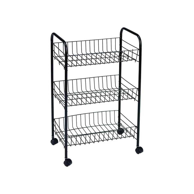 Carrello Da Cucina A 3 Ripiani Nero 40x26x62cm
