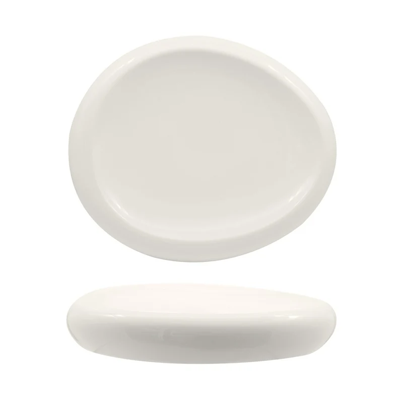 30.6x25.7 cm - Selecta Piatto Presentazione Alto Ovale In Porcellana Set 3 Pz