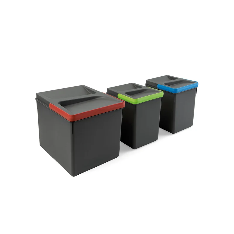 Set 3 Pattumiere Raccolta Differenziata Per Cassetti 21,6cm 6/12l