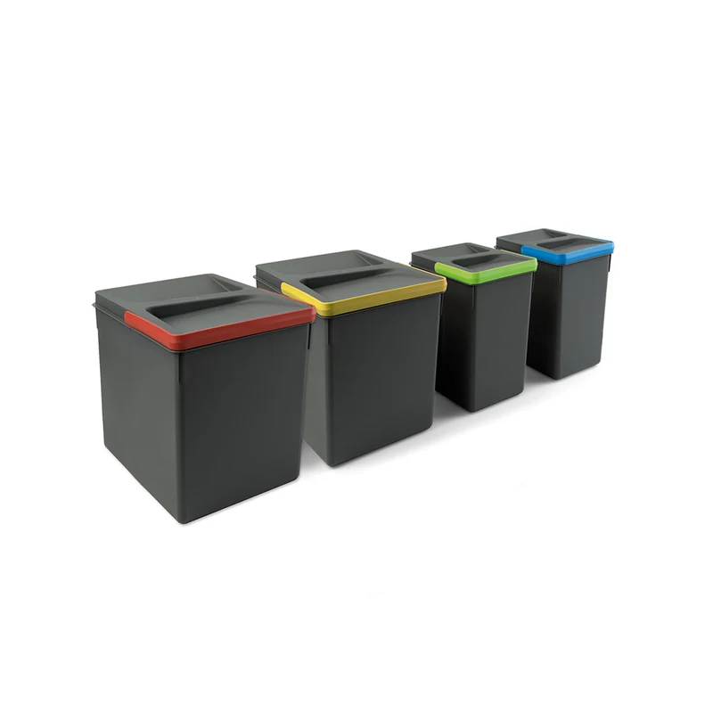 Set 4 Pattumiere Raccolta Differenziata Per Cassetti 26cm 7/15l