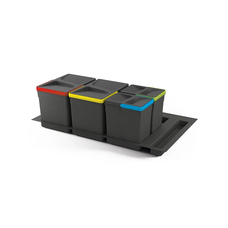 Set 4 Pattumiere Raccolta Differenziata Per Cassetti 26cm Con Base 90cm 7/15l