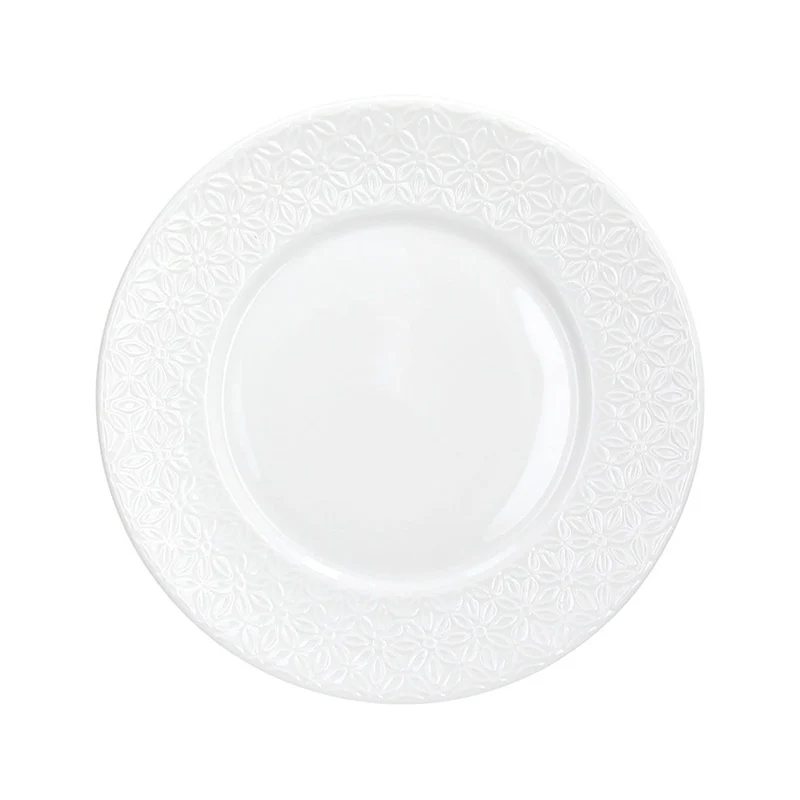 19 cm - Margaret Piatto Frutta Con Bordo in Rielievo In Porcellana Set 6 Pz