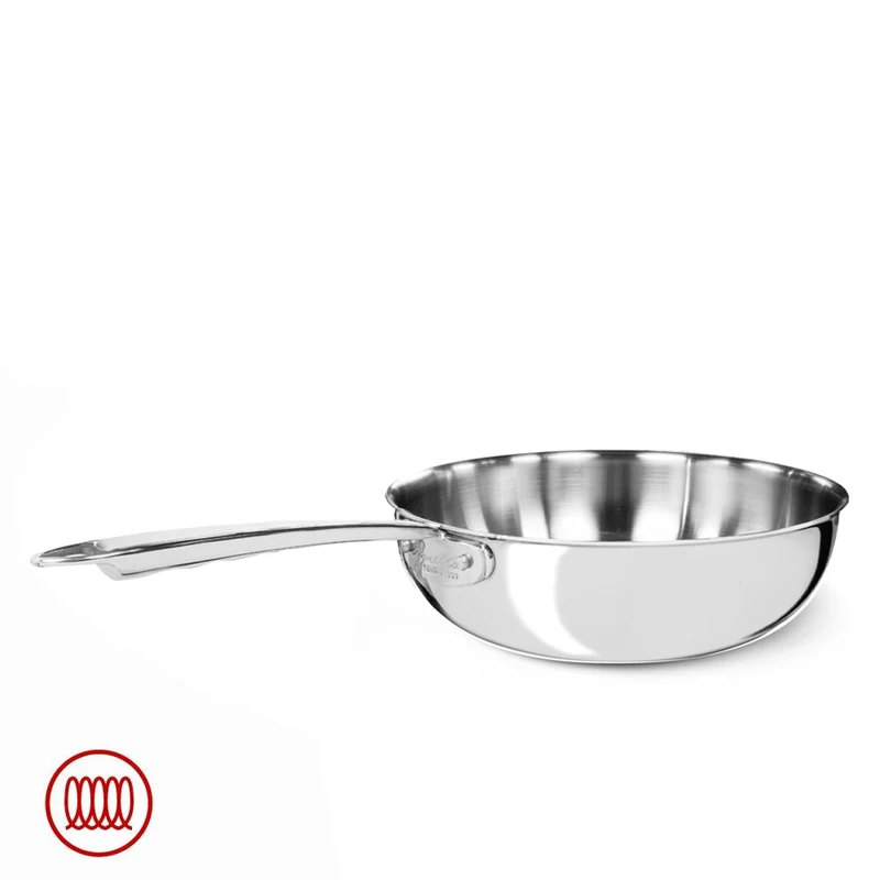 Alu-Inox 3-Ply Padella Alta Da Mantecatura Con Manico In AluInox Lucida