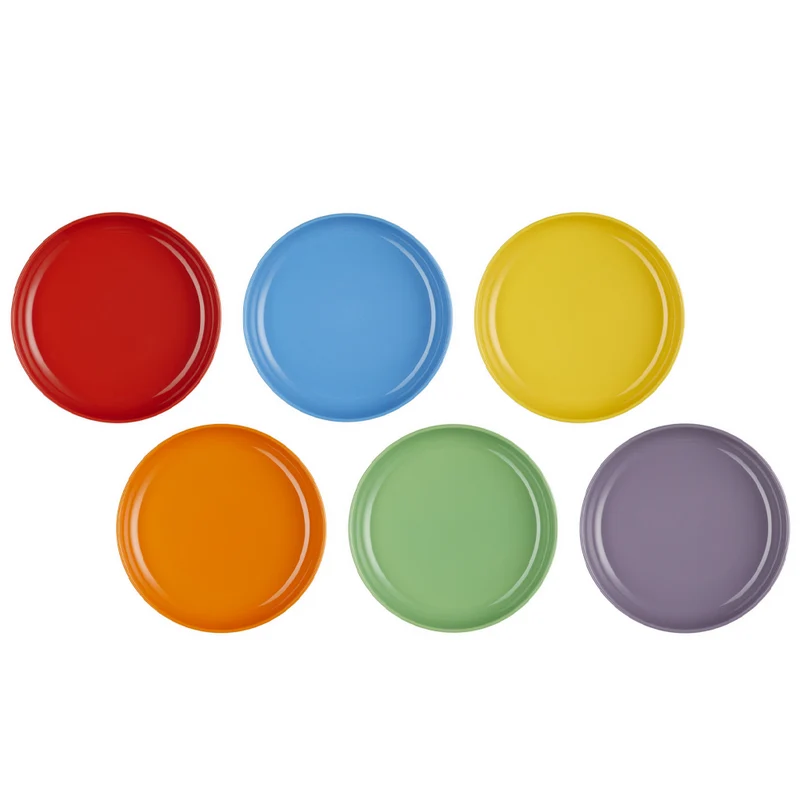 22 cm - Rainbow Coupe Piatto Fondo Colori Assortiti In Gres Vetrificato Set 6 Pz