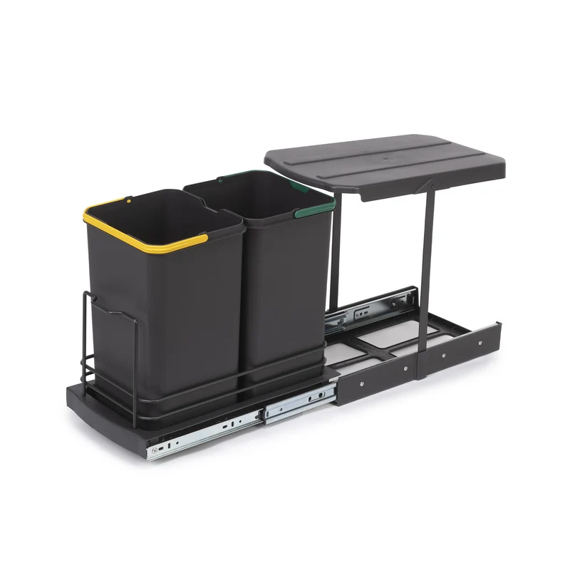 Set 2 Pattumiere Raccolta Differenziata Con Slot Estraibile E Copertura 12l